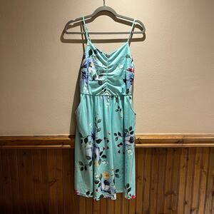 NWT Yathan Floral Mini Dress Sz S Blue Spaghetti Strap Spring Casual